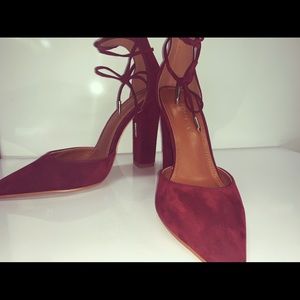 Lola Shoetique Burgundy Lace Up Block Heel Size 8